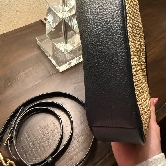 COACH Teri Leather 2-Way Straw Shoulder Bag Crossbody Purse - Picture 8 of 9